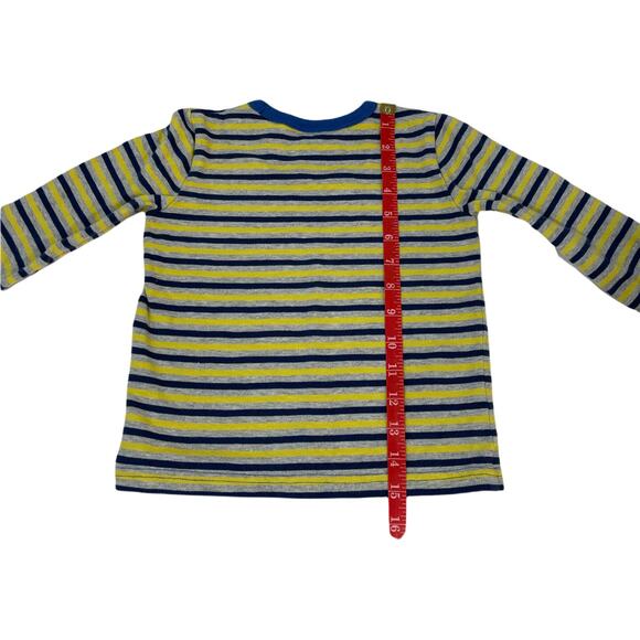 Mini Boden  Boys Yellow and Blue Striped Long Sleeved Shirt Sz 3/4 - Picture 5 of 7